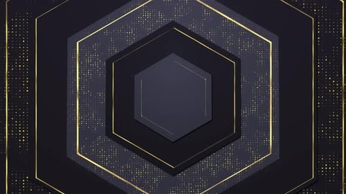 Elegant Golden Hexagon Geometric Loop Background