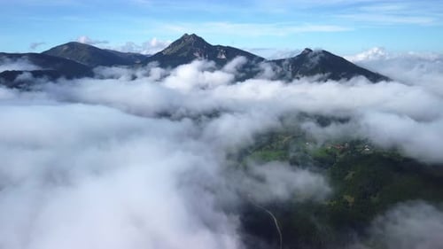 Beautiful Summer Mountain Landscape From a Bird's Eye View Above the Clouds