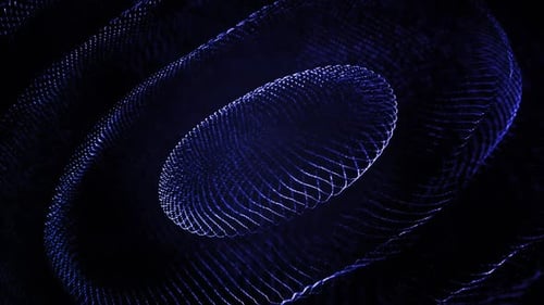 Shiny White Spiral Nets Ring Shape Waving With Blue Light