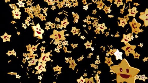 Happy Yellow Star Confetti Falling Down Overlay