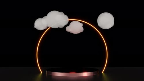 Color Neon Led Circle Mockup Gray Clouds Intro Endless