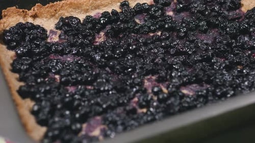 Cooking Finnish Blueberry Pie Close Up