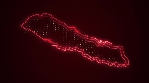 3D beweglicher neonroter Umrandungsschleifenhintergrund mit Nepalkarte