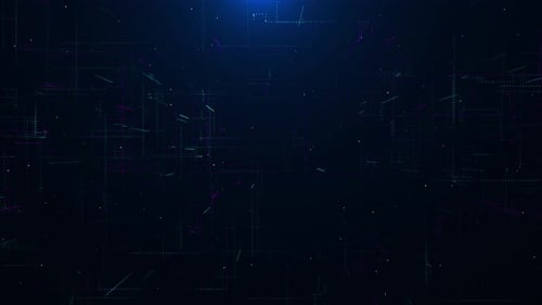 Digital Matrix Cyberspace with Particles and Digital Data Network Data Flow Blue Glowing Grid