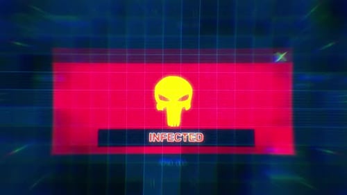 Digital Glitch Error Message Skull Reveal