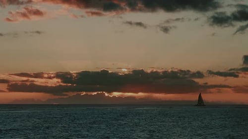 Sailboat at Sunset on the Ocean