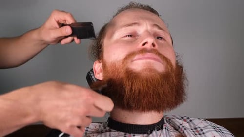 Man Shaving a Beard