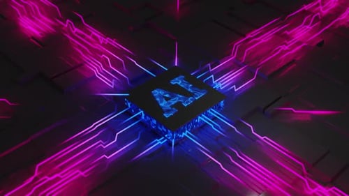 3D AI Chip Circuit Animation (2K, Background)