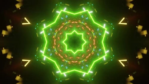Neon Futuristic Geometric Kaleidoscope Loop Background
