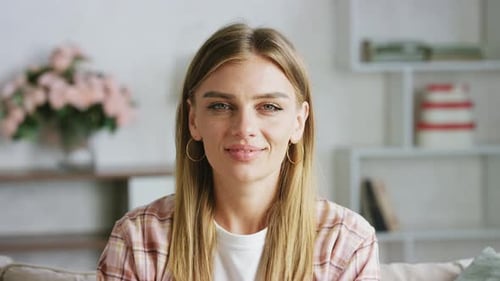 Smiling Woman in Home Setting