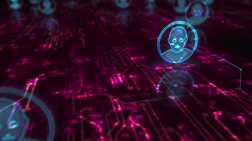 Social-Media-Chat und Symbole für künstliche Intelligenz runden das Cyber-Konzept ab