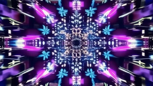 Abstract Neon Kaleidoscope VJ Loop Background