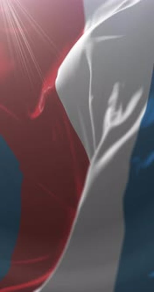 Realistic Waving French Flag Vertical Loop Background