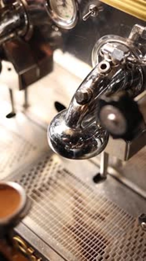 Preparing Espresso with Vintage Coffee Machine