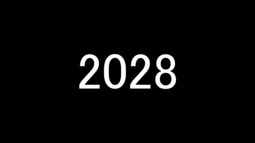 Moderne 3D-Echo-Textanimation: Roter und weißer Zahlenzähler 2028 Typografie-Videohintergrund