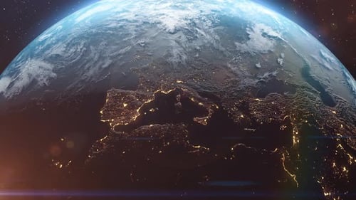 Nightly Earth Planet in Outer Space City Lights and Night Countries From Galaxy Life of People Solar