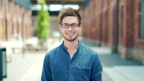 Smiling Man Portrait in City Setting