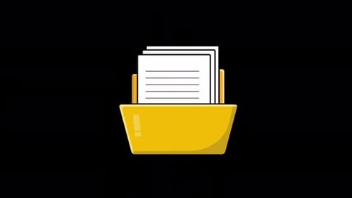 Animated Open Folder with Document. Cloud Storage Concept Video - Transparent