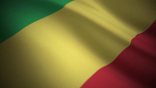 Waving Flag Animation with Green Yellow and Red Stripes