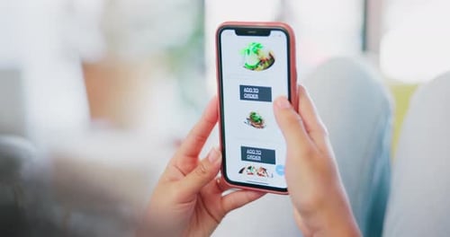 Woman Completes Food Order on Smartphone App