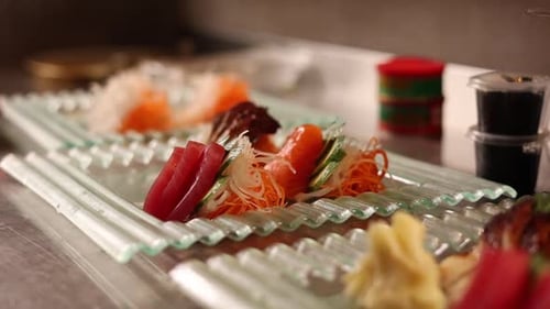 delicious seafood dishes in the Japanese restaurant