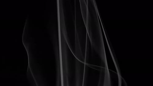 Abstract White Smoke Flowing on Black Background