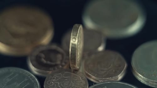 video of vintage rare coins, retro money edition, old gold, on a 360 rotating stand, 120 fps slow mo