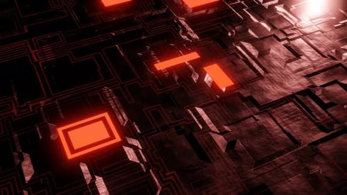 Scifi Panel Alien Tech Metal Red 4K