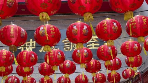 Red Lanterns Decoration for Lunar New Year in Chinatown Bangkok