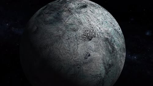 Sehen Sie sich den realistischen fiktiven Planeten von Eris in 3D mit Stern an