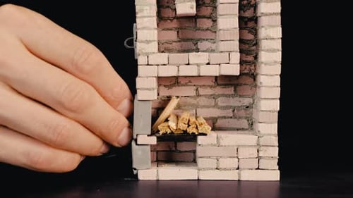 Miniature Brick Oven in Action Firewood Flue and Doors