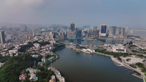Panorama Of The Whole Of Macau With Large Buildings