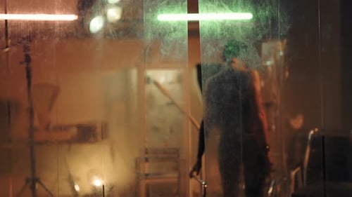 Female Silhouette in Old Clinic Depressive Woman with Mental Disease Walking Scary Movie and Horror