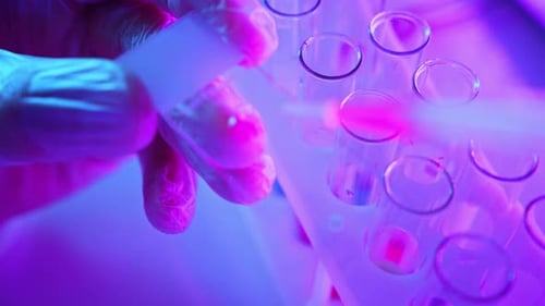 Chemical Analysis in Laboratory With Innovative Technology at Night