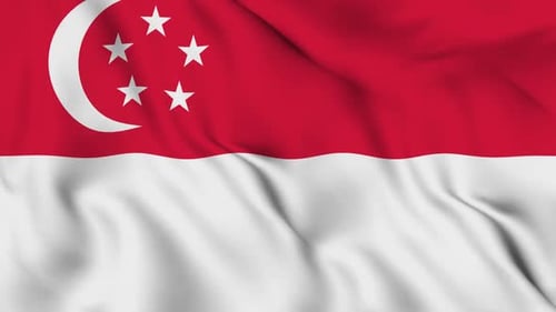 Singapore National Flag Waving Loop in Realistic Detail