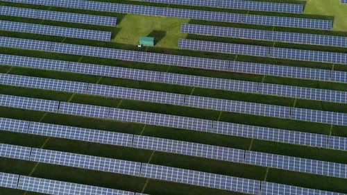 Aerial view of Hartwell Solar Farm, United Kingdom.