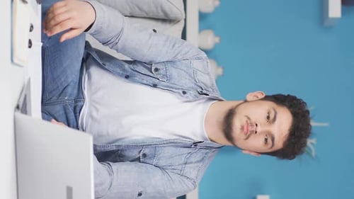 Vertical video of Self motivated man.