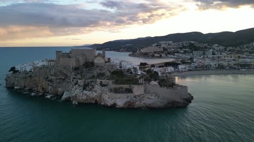 Aerial view of Castillo de Peniscola, Spain.