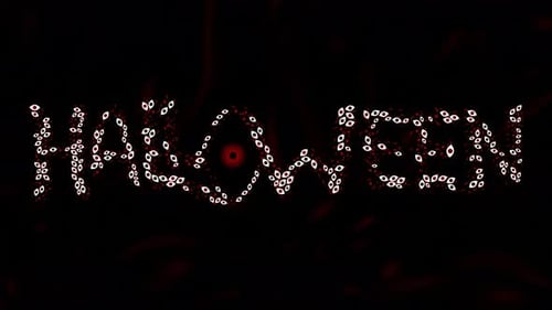 Blinking Animated Eyes Halloween Text Animation 3d Render Dark Background