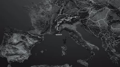 Monaco Map Blue Color 4K