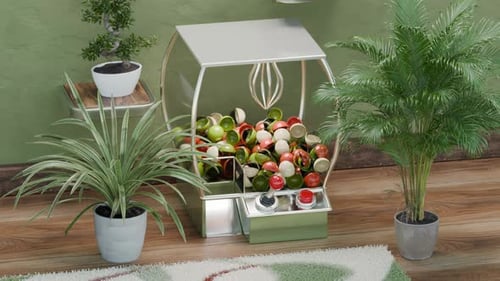 Animated 3D Claw Machine Grabbing Colorful Prize Capsules