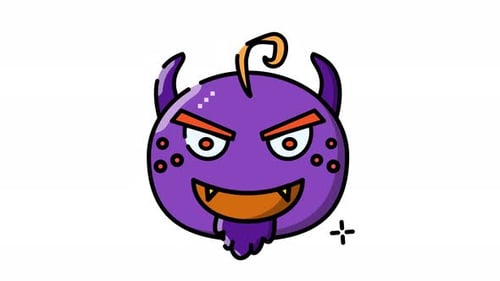 Animated Purple Monster Character Decorative Loop