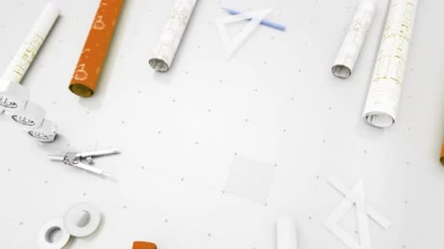 Blueprint Engineer Desk Orange Background