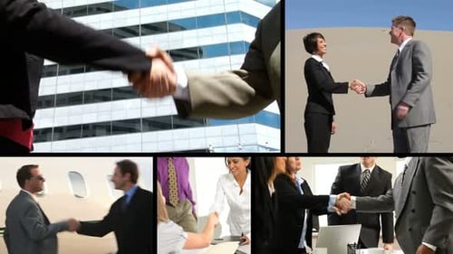 Diverse Business People Shaking Hands in Various Settings
