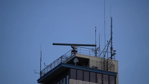 Rotating radar on control tower