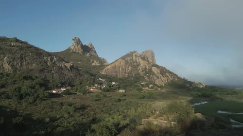 Aerial view of Chicken Mountain, Quixada, Brazil.