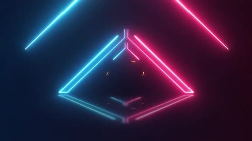 Seamless Loop Neon Glowing Triangle Tunnel Motion Background