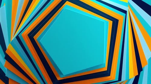 Des formes géométriques vibrantes tourbillonnant de manière abstraite dans un mouvement dynamique