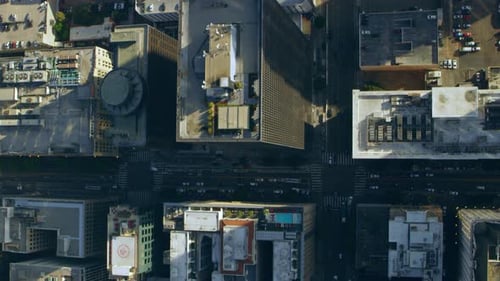Aerial View Downtown on a Sunny Day in Los Angeles, California