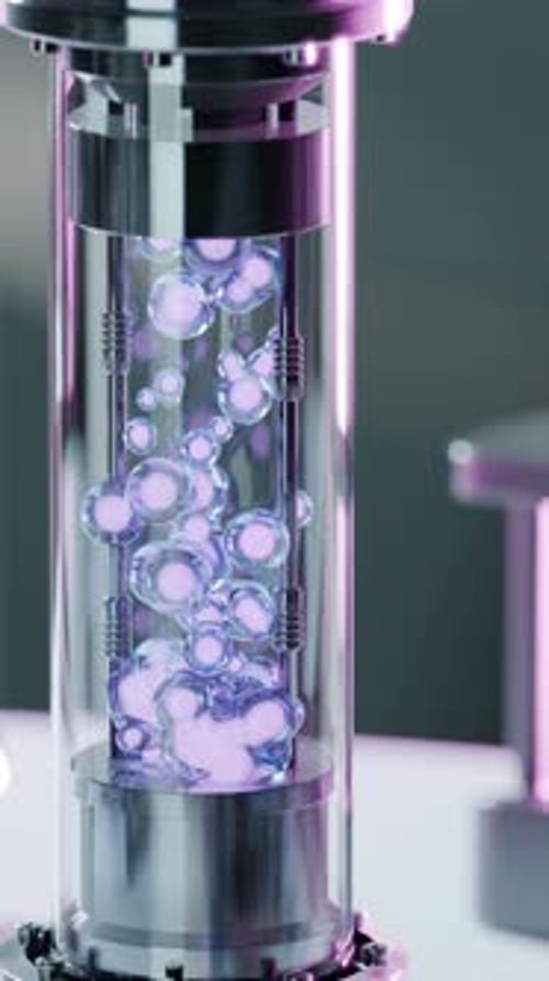 Abstract Glowing Bubbles in Sci-Fi Glass Tube Animation